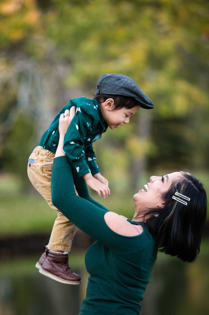mother-son photo shoot in the park