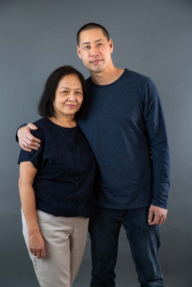 mom and son -studio photo