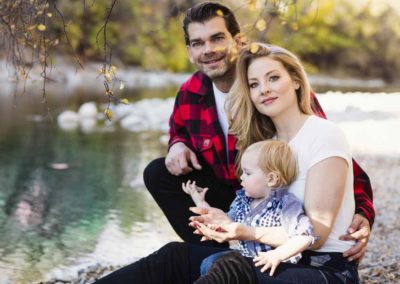 family by the water