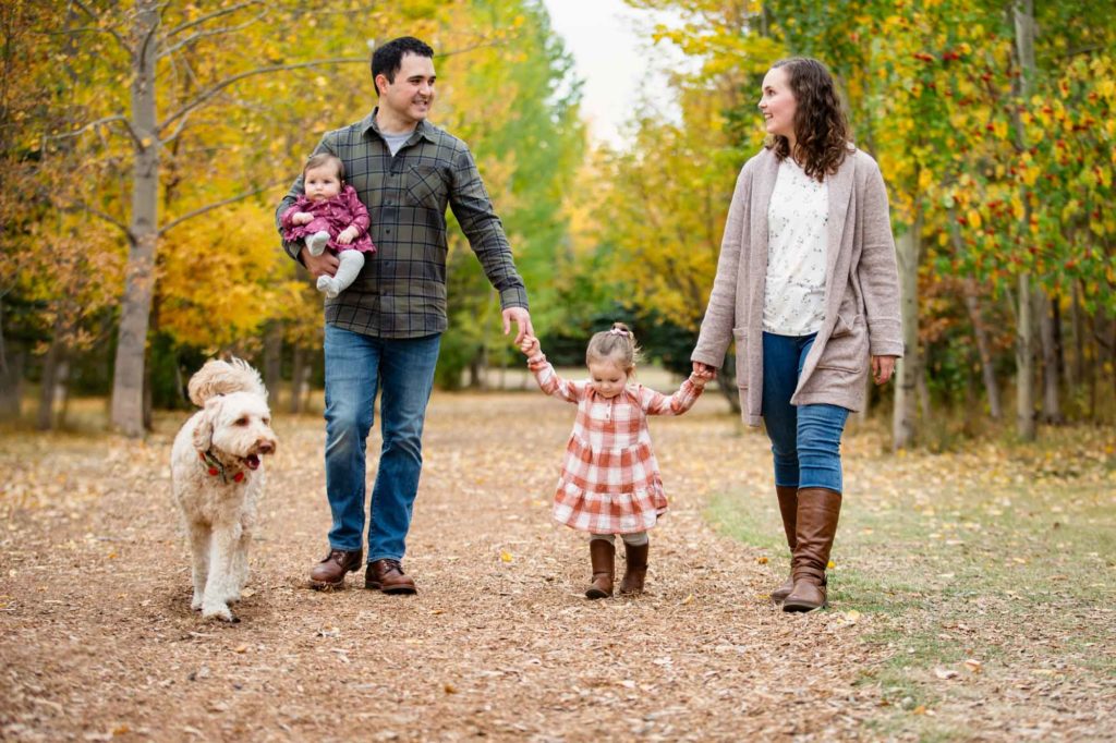 family photo with dog