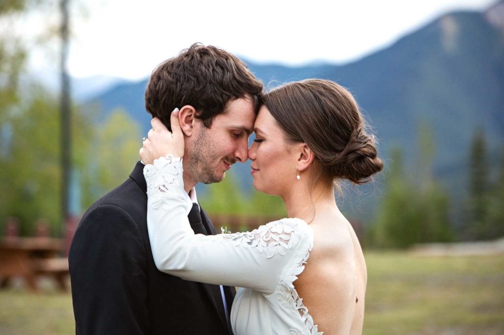 bride and groom in the nature