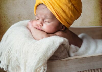 newborn baby in a turban